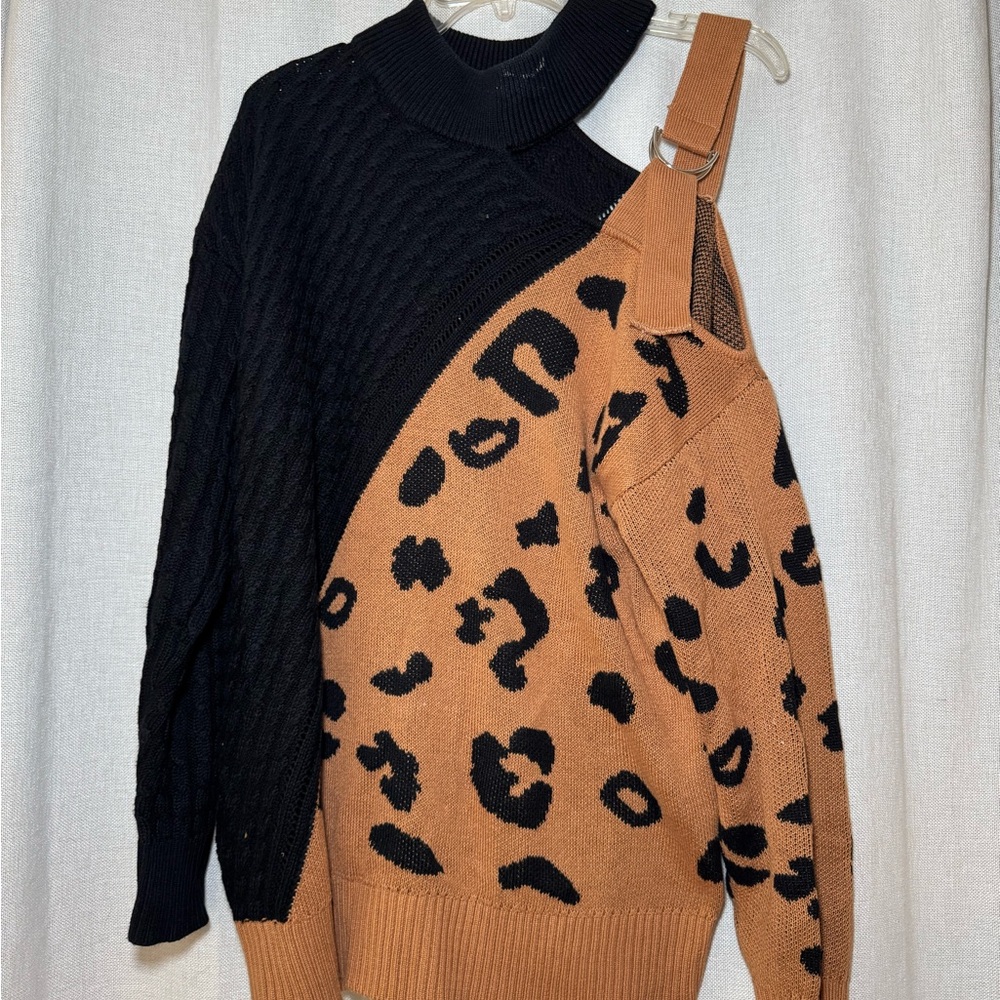 Leopard Print Black and Brown Sweater